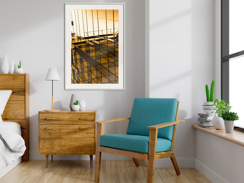 Poster - Steel and Glass (Yellow)  - wit passepartout
