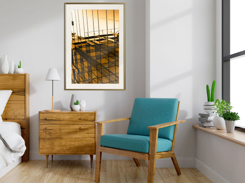 Poster - Steel and Glass (Yellow)  - goud passepartout