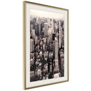 Poster - New York from a Bird's Eye View  - goud passepartout