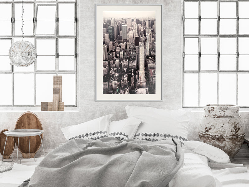 Poster - New York from a Bird's Eye View  - wit passepartout