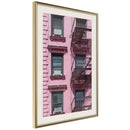 Poster - Pink Facade  - goud passepartout