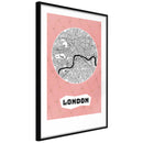 Poster - City map: London (Pink)  - zwart