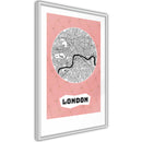 Poster - City map: London (Pink)  - wit