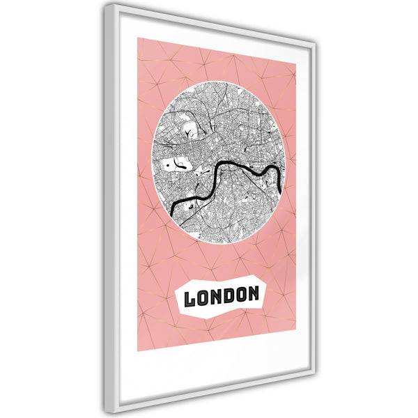Poster - City map: London (Pink)  - wit