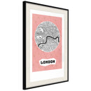 Poster - City map: London (Pink)  - zwart passepartout