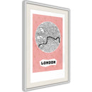 Poster - City map: London (Pink)  - wit passepartout