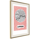Poster - City map: London (Pink)  - goud passepartout