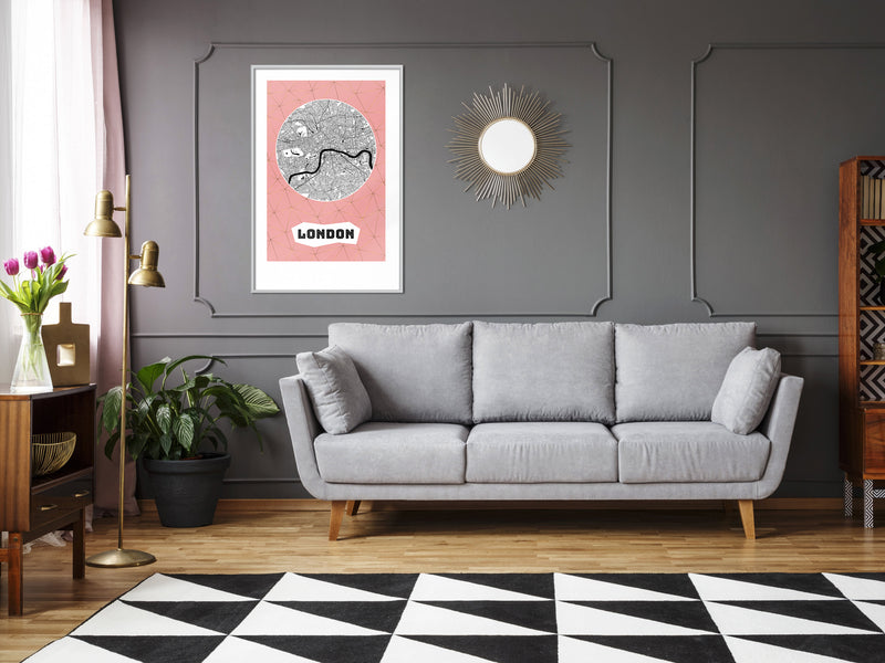 Poster - City map: London (Pink)  - wit