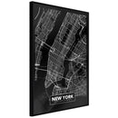 Poster - City Map: New York (Dark)  - zwart