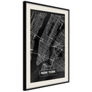 Poster - City Map: New York (Dark)  - zwart passepartout