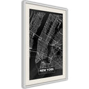 Poster - City Map: New York (Dark)  - wit passepartout