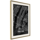 Poster - City Map: New York (Dark)  - goud passepartout