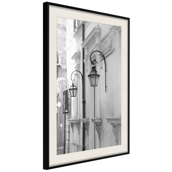 Poster - Old Town's Charm  - zwart passepartout