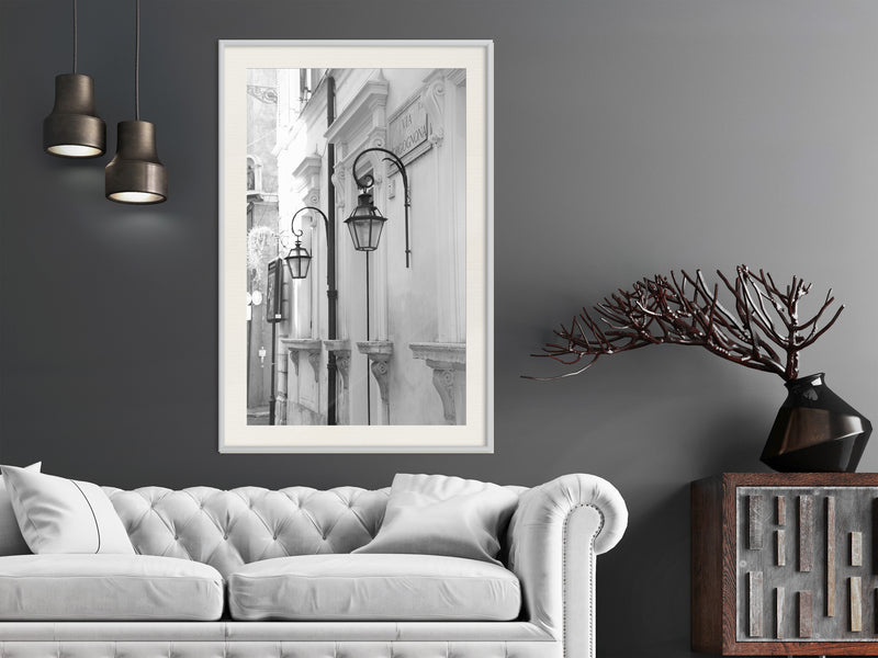 Poster - Old Town's Charm  - wit passepartout
