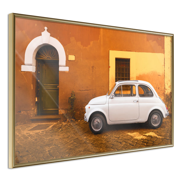 Poster - White Car  - goud