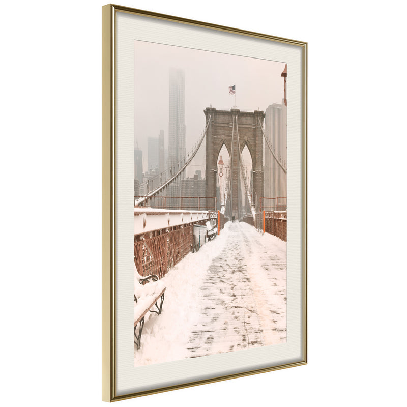 Poster - Winter in New York  - goud passepartout