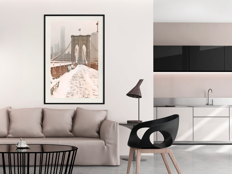 Poster - Winter in New York  - zwart passepartout