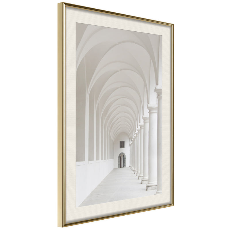 Poster - White Colonnade   - goud passepartout