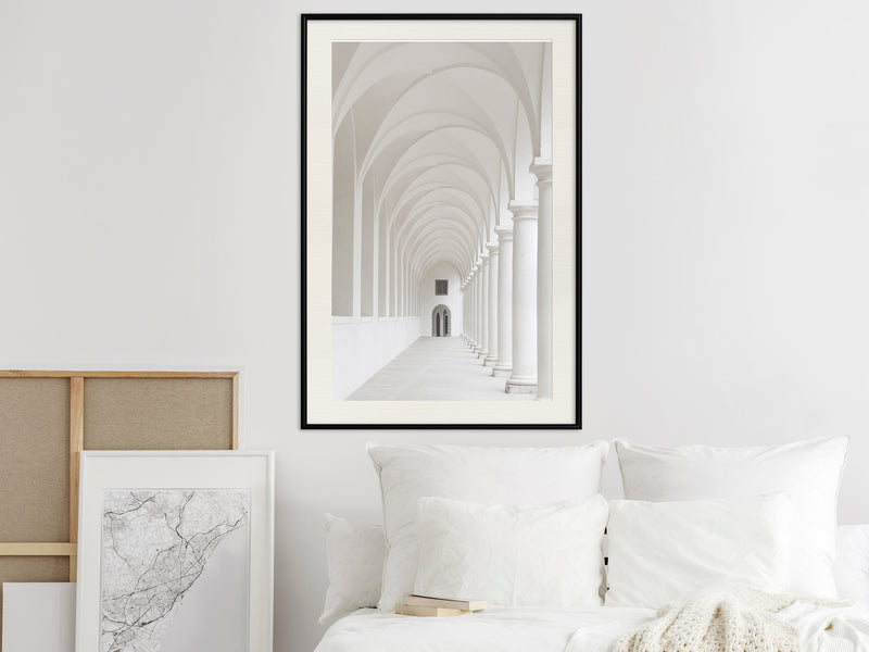 Poster - White Colonnade   - zwart passepartout