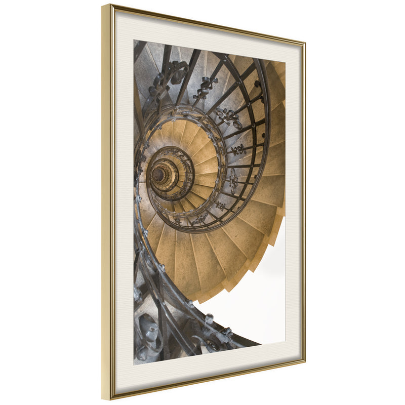 Poster - Winding Way Down  - goud passepartout