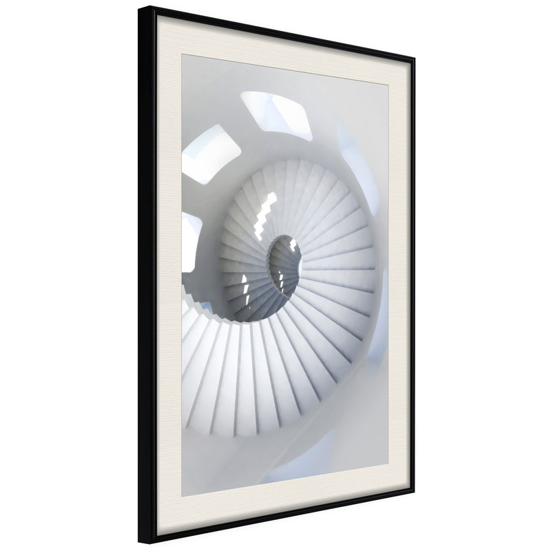 Poster - Spiral Stairs  - zwart passepartout