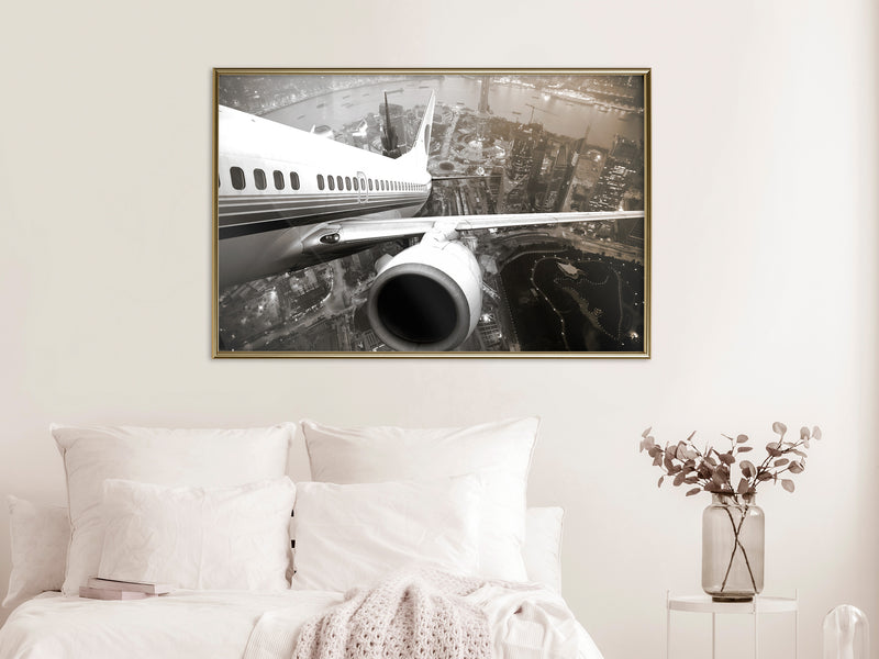 Poster - Plane Wing  - goud