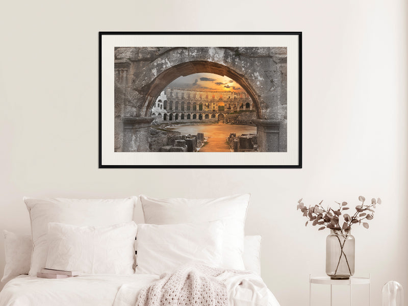 Poster - Sunset in the Ancient City  - zwart passepartout