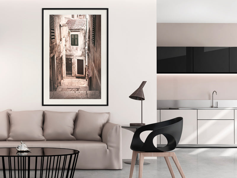 Poster - Urban Alley  - zwart passepartout