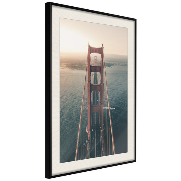 Poster - Bridge in San Francisco I  - zwart passepartout