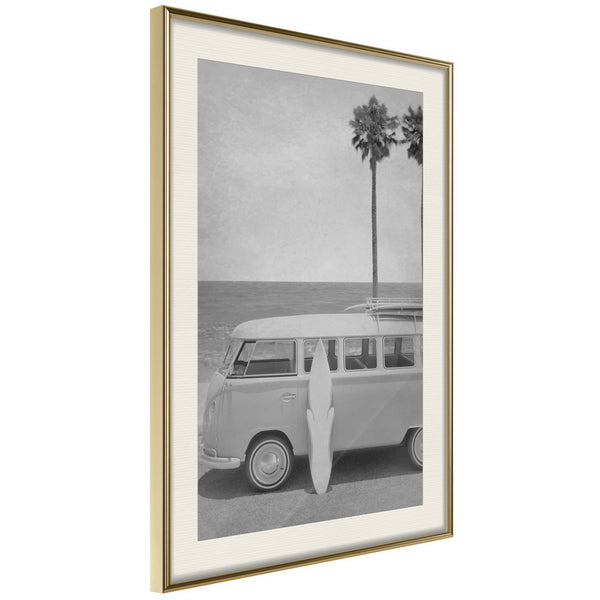 Poster - Hippie Van II  - goud passepartout