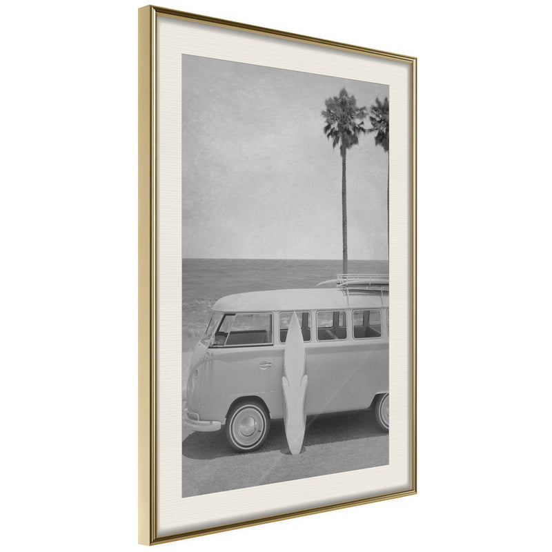Poster - Hippie Van II  - goud passepartout