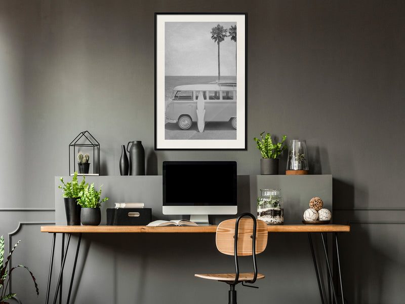 Poster - Hippie Van II  - zwart passepartout