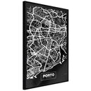 Poster - City Map: Porto (Dark)  - zwart