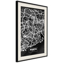Poster - City Map: Porto (Dark)  - zwart passepartout