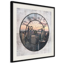 Poster - City Clock (Square)  - zwart passepartout