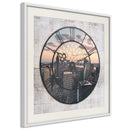 Poster - City Clock (Square)  - wit passepartout