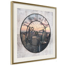 Poster - City Clock (Square)  - goud passepartout