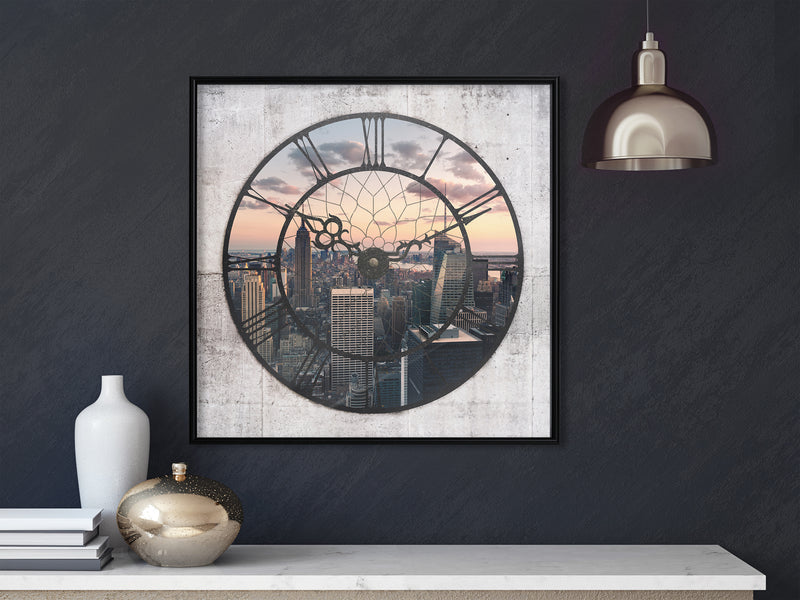 Poster - City Clock (Square)  - zwart