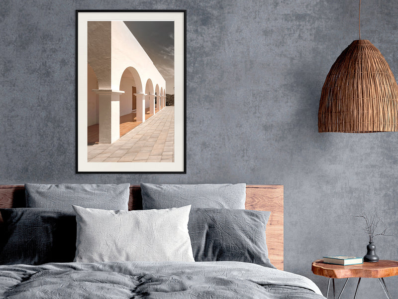 Poster - Sunny Colonnade  - zwart passepartout