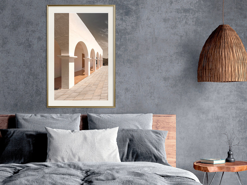 Poster - Sunny Colonnade  - goud passepartout