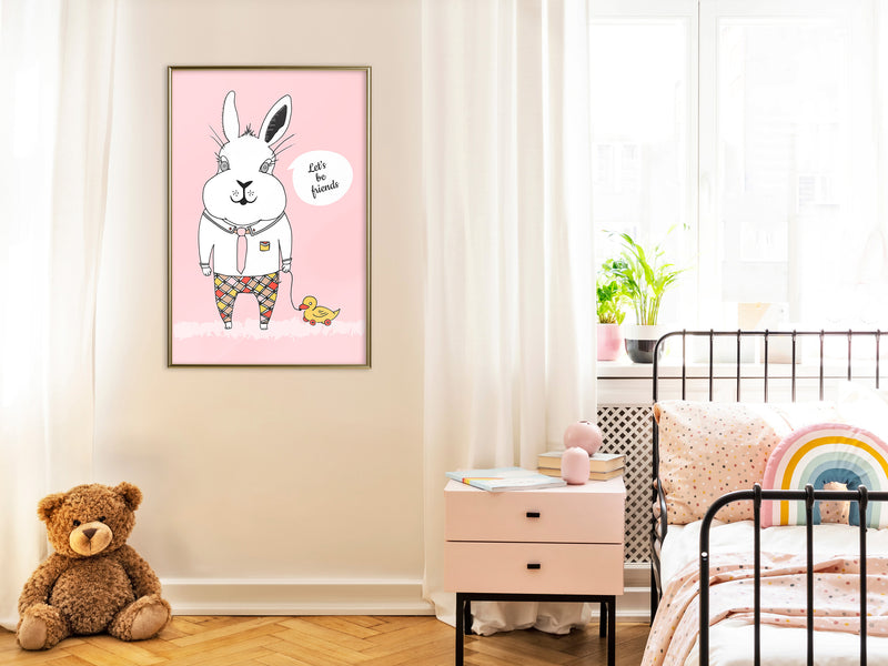 Poster - Friendly Bunny  - goud