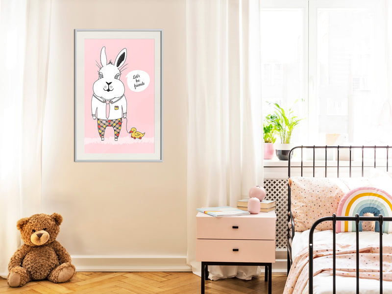 Poster - Friendly Bunny  - wit passepartout