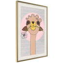 Poster - Cute Llama  - goud passepartout