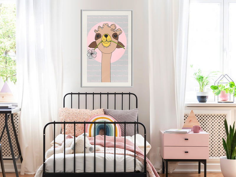 Poster - Cute Llama  - wit passepartout