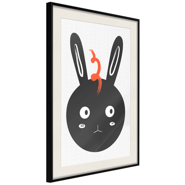 Poster - Surprised Bunny  - zwart passepartout