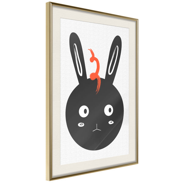 Poster - Surprised Bunny  - goud passepartout