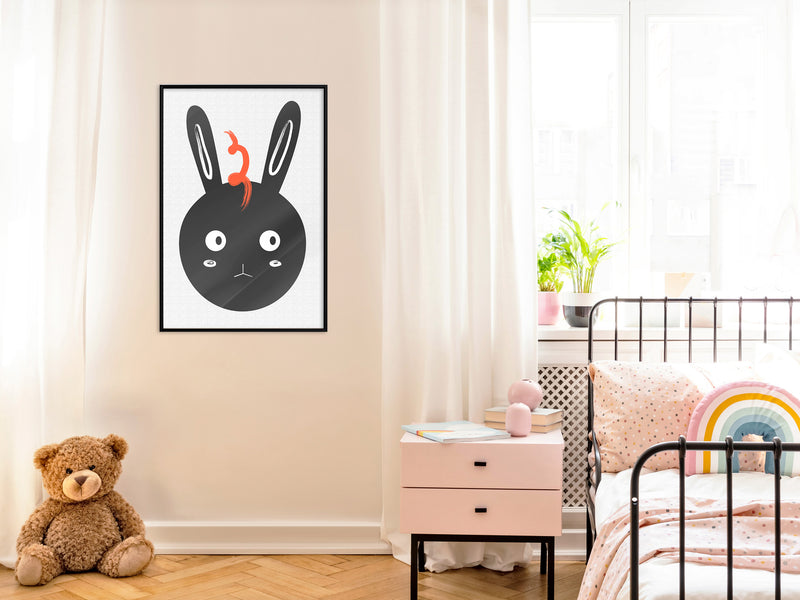 Poster - Surprised Bunny  - zwart