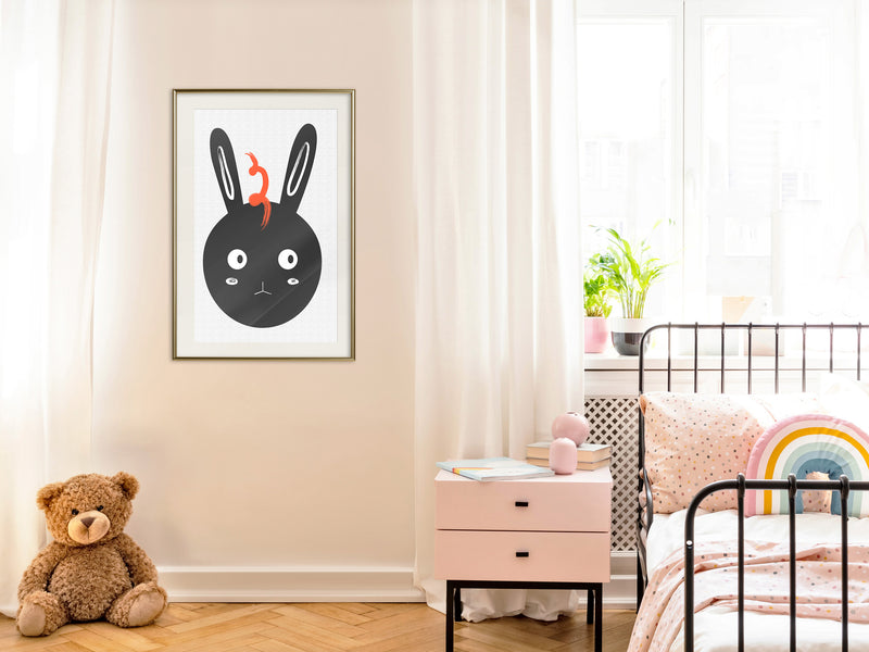 Poster - Surprised Bunny  - goud passepartout