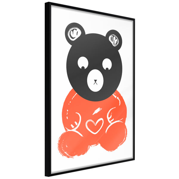 Poster - Teddy Bear in Love  - zwart