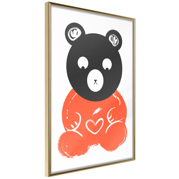 Poster - Teddy Bear in Love  - goud